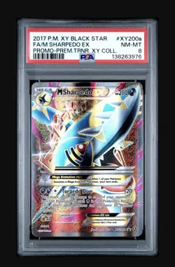 2017 POKEMON XY PREMIUM TRAINER PROMO #XY200A FULL ART/M SHARPEDO EX PSA 8 - Image 1