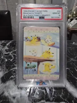 1999 Pocket Monsters Pikachu Togepy Graphic Sealedass #24 Gem Mint PSA 10 - Image 1