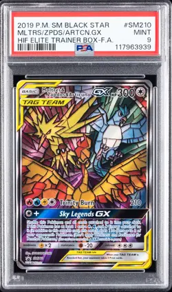 2019 POKEMON SM BLACK STAR PROMO FULL ART/MOLTRES & ZAPDOS & ARTICUNO GX PSA 9 - Image 1
