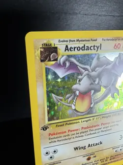 1999 Pokemon TCG Aerodactyl Holo Rate Card 1/62 Fossil 1st Edition #1 - Image 4