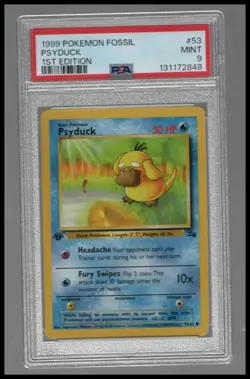 1st Edition Psyduck #53 Pokemon Fossil PSA 9 - Image 1