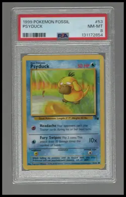 Psyduck #53 Pokemon Fossil PSA 8 - Image 1