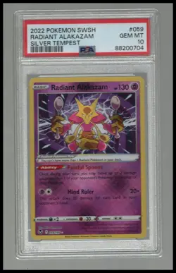 Radiant Alakazam #059 Pokemon Silver Tempest PSA 10 - Image 1