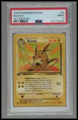 1st Edition Raichu #29 Pokemon Fossil PSA 9 - Image 1
