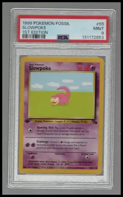 1st Edition Slowpoke #55 Pokemon Fossil PSA 9 - Image 1