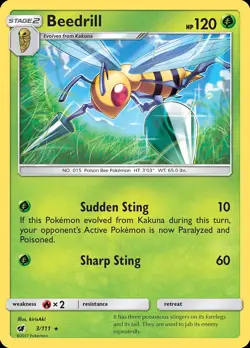 Pokemon Beedrill (3/135) Crimson Invasion LP REVERSE HOLO - Image 1