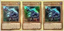 3 x MGED-EN015 Souleating Oviraptor - Premium Gold Rare 1st Ed Near Mint YuGiOh - Image 1