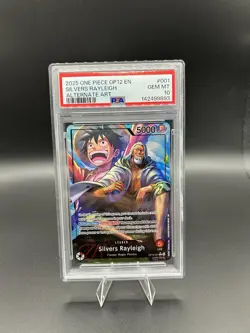 Bandai One Piece Silvers Rayleigh Alternate Art OP12-001 5000 Power PSA 10 - Image 1
