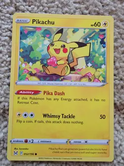 Pikachu 052/196 NM / M - Common - Lost Origin - Sword Shield Pokemon Card - Image 1