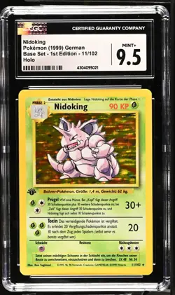1999 Base Set Nidoking German 11/102 Holo 1st Edition CGC 9.5 Pokemon Card PSA - Image 1