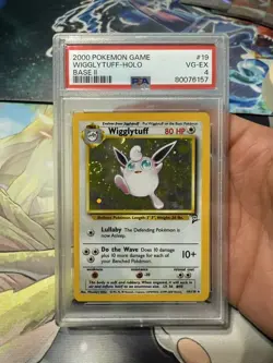 2000 POKEMON BASE SET 2 #19 WIGGLYTUFF-HOLO PSA 4 *SWIRL* - Image 1