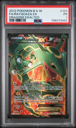 2012 POKEMON B&W DRAGONS EXALTED #123 FULL ART/RAYQUAZA EX PSA 1 - Image 1