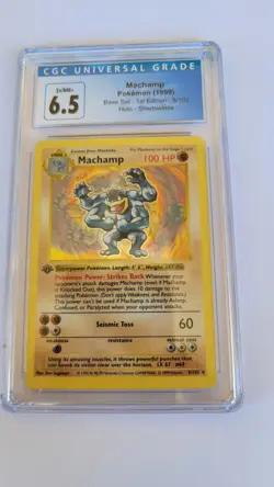 1999 Pokemon Base Set 1ST EDITION, SHADOWLESS HOLO #8/102 Machamp CGC 6.5 - Image 1