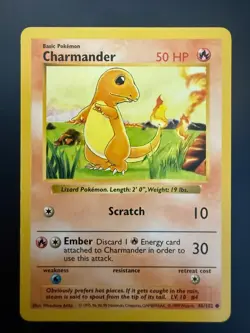 Pokemon Charmander 46/102 Base Set SHADOWLESS NM 1999 WOTC Vintage - Image 1
