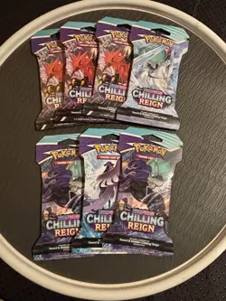 Pokemon TCG Sword and Shield CHILLING REIGN Sleeved Blister Pack Lot Of 7 - Image 1