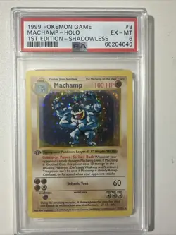 Pokemon PSA 6 1st E Machamp - (Base Set Shadowless) 008/102 Deck Exclusives Holo - Image 1