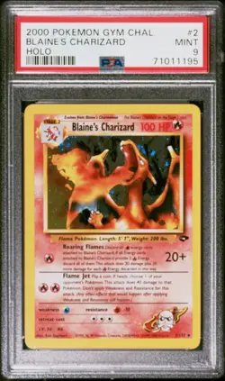 2000 Pokemon Blaine’s Charizard Holo 2/132 Gym Challenge PSA 9 - Image 1