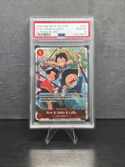ONE PIECE OP13-007 CARRYING ON HIS WILL ACE & SABO & LUFFY ALT ART PSA 10 - Image 1