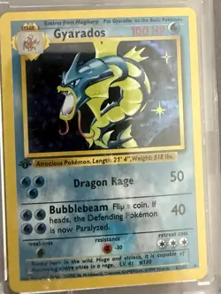 Gyarados 006/102 Base Set Shadowless Holo Rare 1st Edition English Pokemon Card - Image 1