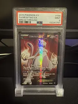 PSA 9 Mewtwo EX Full Art - XY Breakthrough 2015 Pokemon Card 158/162 Near Mint! - Image 1