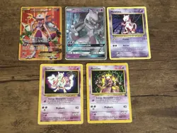 MEWTWO POKEMON CARDS X5 - EX - GX - ALL USED/PLAYED WITH - NINTENDO - - Image 1