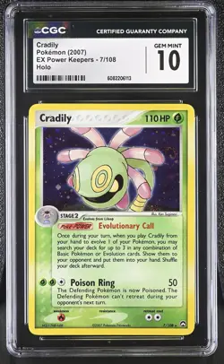 CGC 10 GEM MINT Cradily 2007 EX Power Keepers 7/108 Holo SWIRL Pokemon Card - Image 1