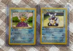 1999 Pokemon Base Set 1st Edition Shadowless Wartortle and Squirtle WOTC Vintage - Image 1