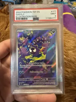 2024 Pokemon TEF En-Temporal Forces #177 Gastly Illustration Rare PSA 9 🔥 - Image 1