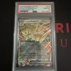 2025 Pokemon SVP Rocket's Persian ex Team Rocket Tin #218 PSA 10 - Image 1