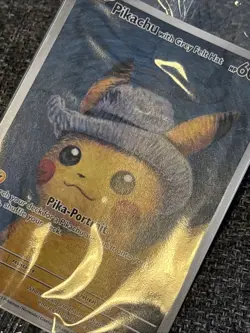 2023 Pokemon X Van Gogh Pikachu With Grey Felt Hat Black Star Promo #085 Read - Image 3