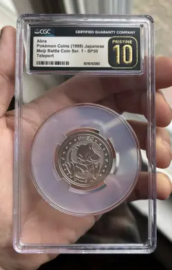 Pokemon Japanese 1998 Meiji Battle Coin Series 1 Abra CGC Pristine 10 - Image 1
