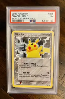 2006 POKEMON BLACK STAR PROMO #035 PIKACHU-HOLO PSA 7 SWIRL - Image 1