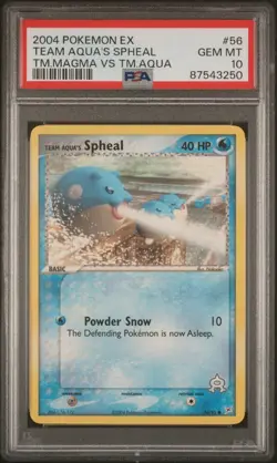 2004 POKEMON EX TEAM MAGMA VS TEAM AQUA #56 TEAM AQUA'S SPHEAL PSA 10 LOW POP 9 - Image 1