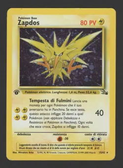 Zapdos Holo Fossil 1a Edizione 15/62 ITA - Carta Pokemon Rara Olografica - Image 1