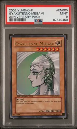 2008 YU-GI-OH! ANNIVERSARY PACK EN005 GYAKUTENNO MEGAMI PSA 9 - Image 1
