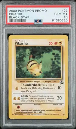 2000 Pokemon Promo Pikachu Black Star #27 PSA GEM MT 10 - Image 1