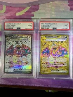Pokemon TCG Obsidian Flames Charizard ex 215/197 AND 228/197 PSA 9 combo - Image 1