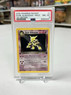 2000 POKEMON ROCKET DARK ALAKAZAM HOLO 1ST EDITON PSA 8 - Image 1