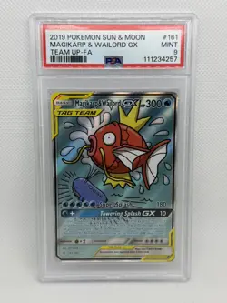 PSA 9 Pokemon Magikarp & Wailord GX 2019 Sun & Moon Team Up Alt Art 161/181 - Image 1