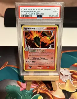 2006 Pokemon Black Star Promo Typhlosion Cosmos Holo PSA 9 Mint #034 - Image 1