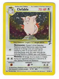 Clefable 5/130 - Base Set 2 - Holo Rare - Pokemon TCG - WOTC MP - Image 1