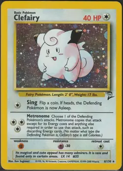 Pokemon TCG Clefairy 6/130 Holo Base Set 2 - MP - Image 1
