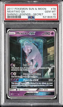 2017 POKEMON SUN & MOON SHINING LEGENDS SECRET #78 MEWTWO GX PSA 10 - Image 1