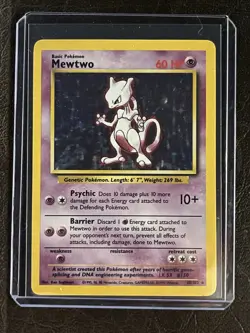 Pokemon Base Set MEWTWO Holo Rare 10/102 - Image 1
