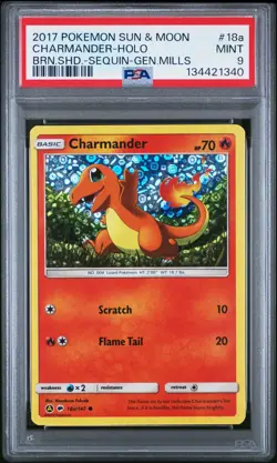2017 POKEMON SUN & MOON BURNING SHADOWS #18A CHARMANDER-HOLO PSA 9 - Image 1