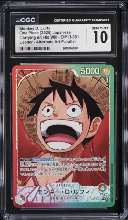 Monkey D. Luffy Carrying on His Will Leader Alt Art CGC 10 OP13-001 - Image 1