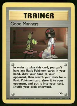 Pokemon Cards Good Manners 111/132 Unlimited Gym Heroes WOTC Uncommon LP - Image 1