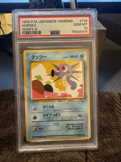 1998 Pokemon Japanese Vending Series 3 III #116 Horsea Psa 10 Graded Card - Image 1