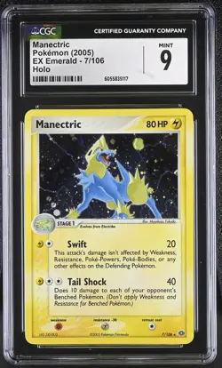 CGC 9 MINT Manectric 2005 EX Emerald 7/106 Holo Pokemon Card - Image 1