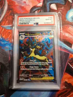 Pokemon Mega Lucario EX Ultra Rare Card 160/132 Mega Evolution Psa Gem Mint 10 - Image 1